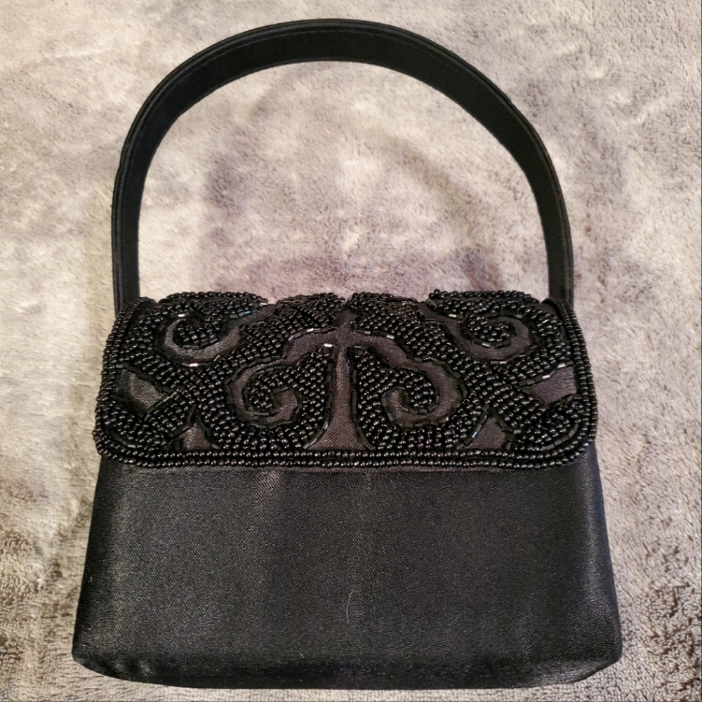 Beaded silk mini evening bag